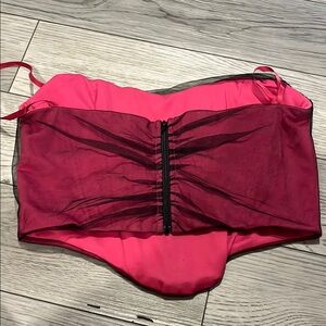 Windsor Pink and Red Bodysuit with Elegant Appeal